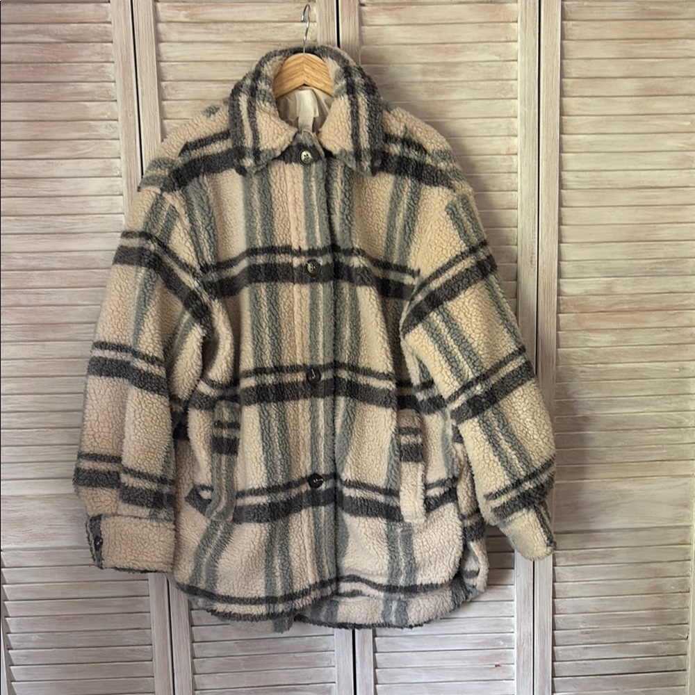 H&M Plaid Sherpa Jacket